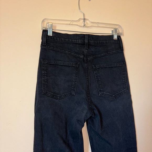 Frank and Eileen Women's 26 Monaghan Black Straight Mom Jeans Distressed Raw Hem - Picture 6 of 14